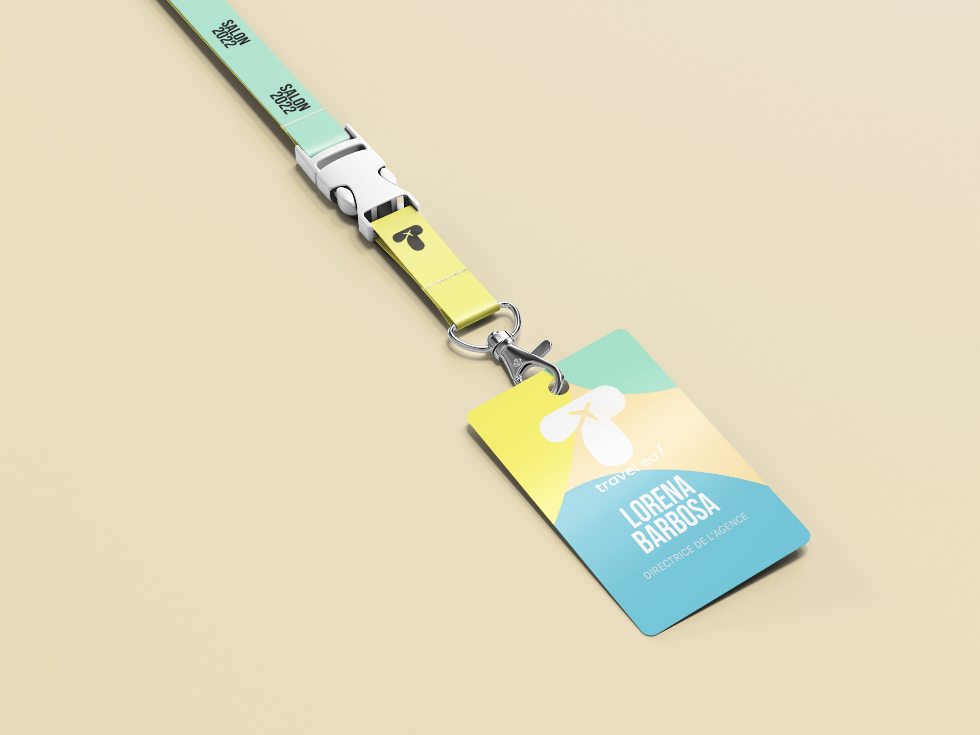 Mockup badge branding TravelEU Projet fictif