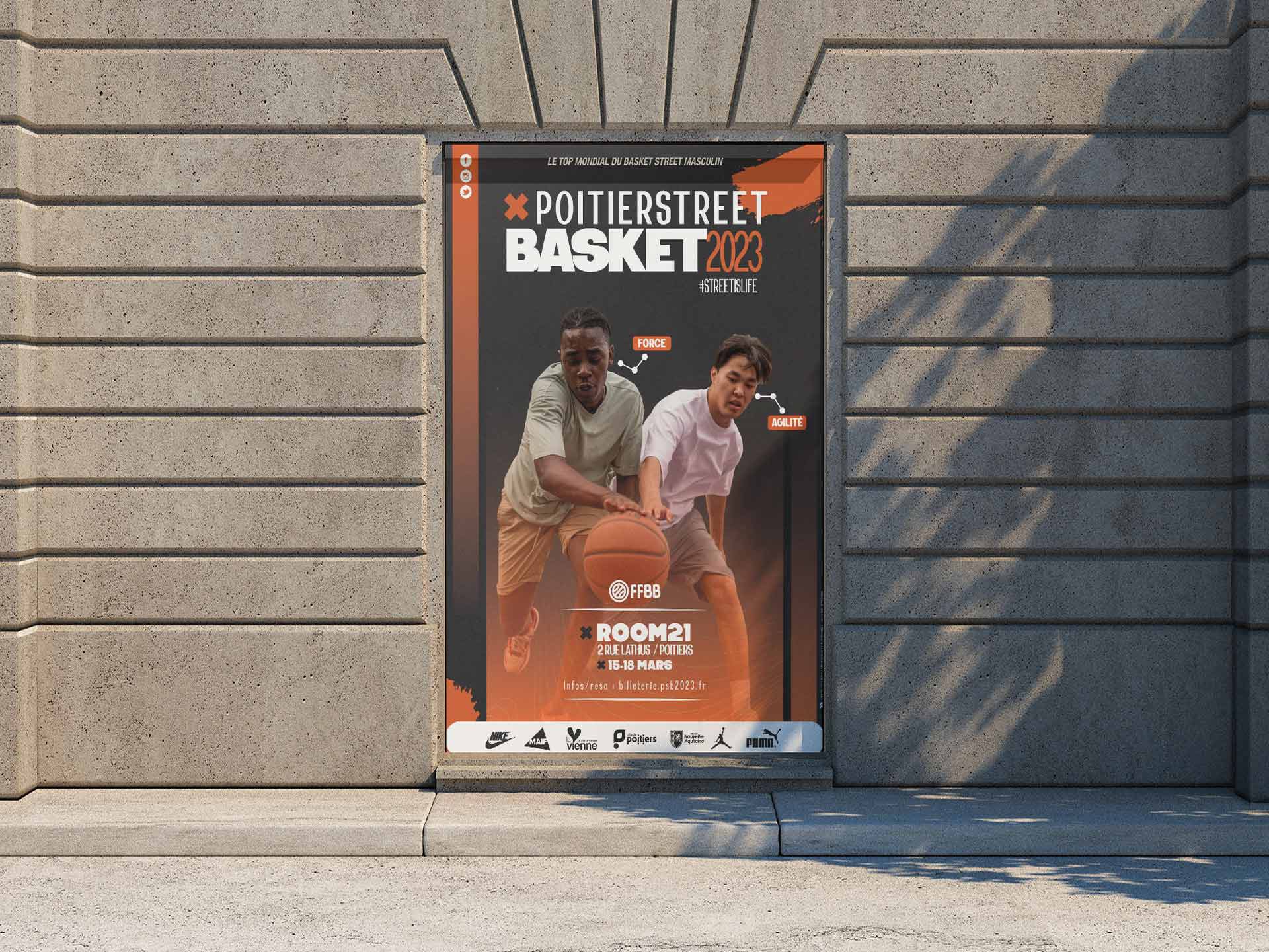 Mockup affiche événement basket poitiers 2023 projet fictif